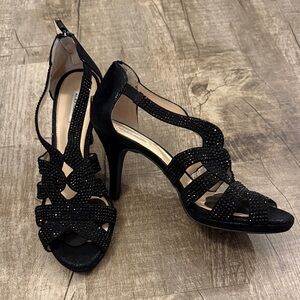 Alex Marie Black Strappy Rhinestone Heels
Size 10